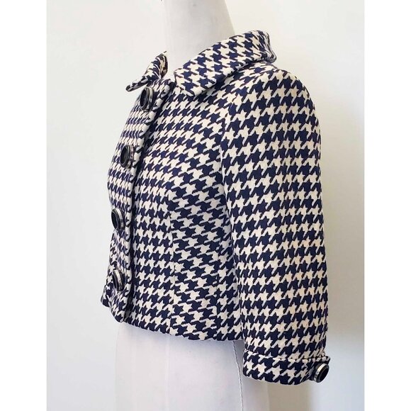 1960s VTG Sylvides Creations Paris Womens Houndstooth Wool Cropped Swing Jacket - Picture 8 of 16